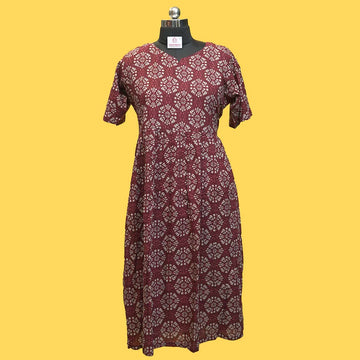 Plum Radiance Pleated Cotton Kurthi