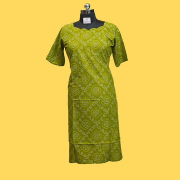 Meadow Glow Scallop Neck Cotton Kurthi