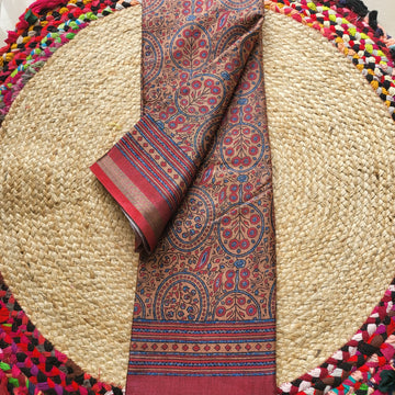 Regal Maroon and Gold Banarasi Silk Saree with Intricate Floral Motifs