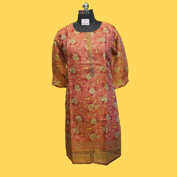 Elegant Floral Tissue Kurti