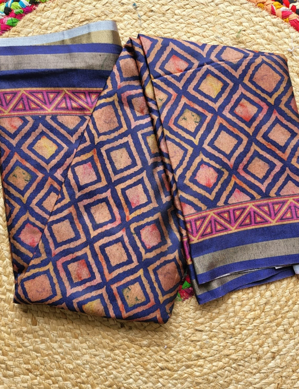 Title: Elegant Geometric ArtSilk Saree