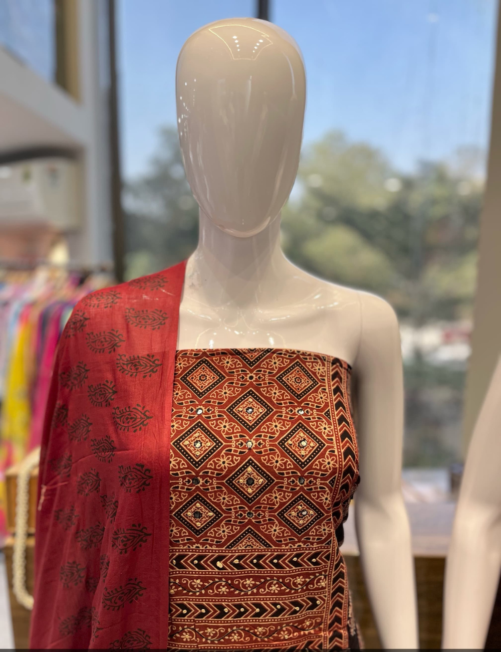Premium Red Unstitched Cotton Material