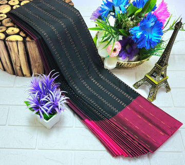 Beautiful Black with Magenta Silk Saree
