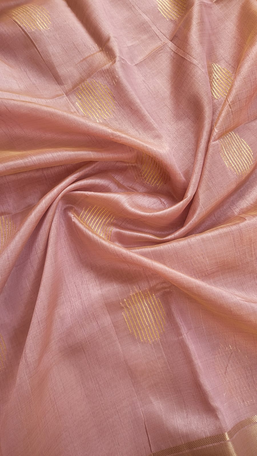 Elegant Pastel onion Pink Raw Silk Saree with Kalamkari Moti