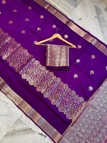 Royal Purple Banarasi Viscose Silk Saree 💜👑