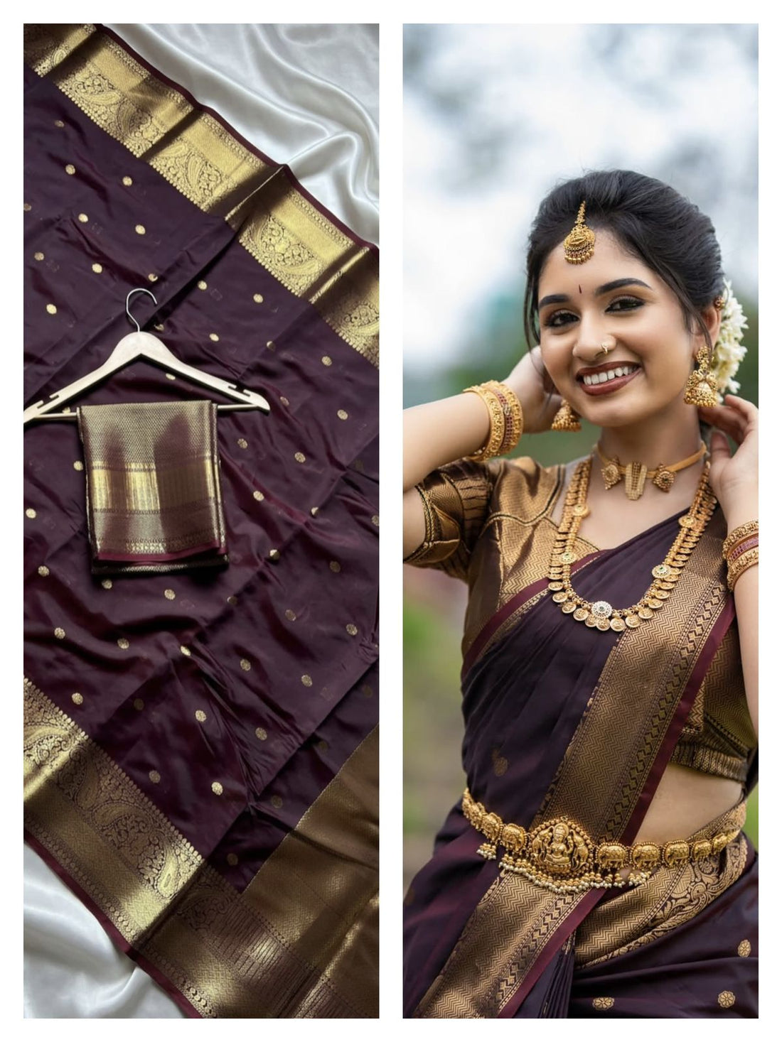 Royal Wine Banarasi Semi-Katan Soft Silk Saree