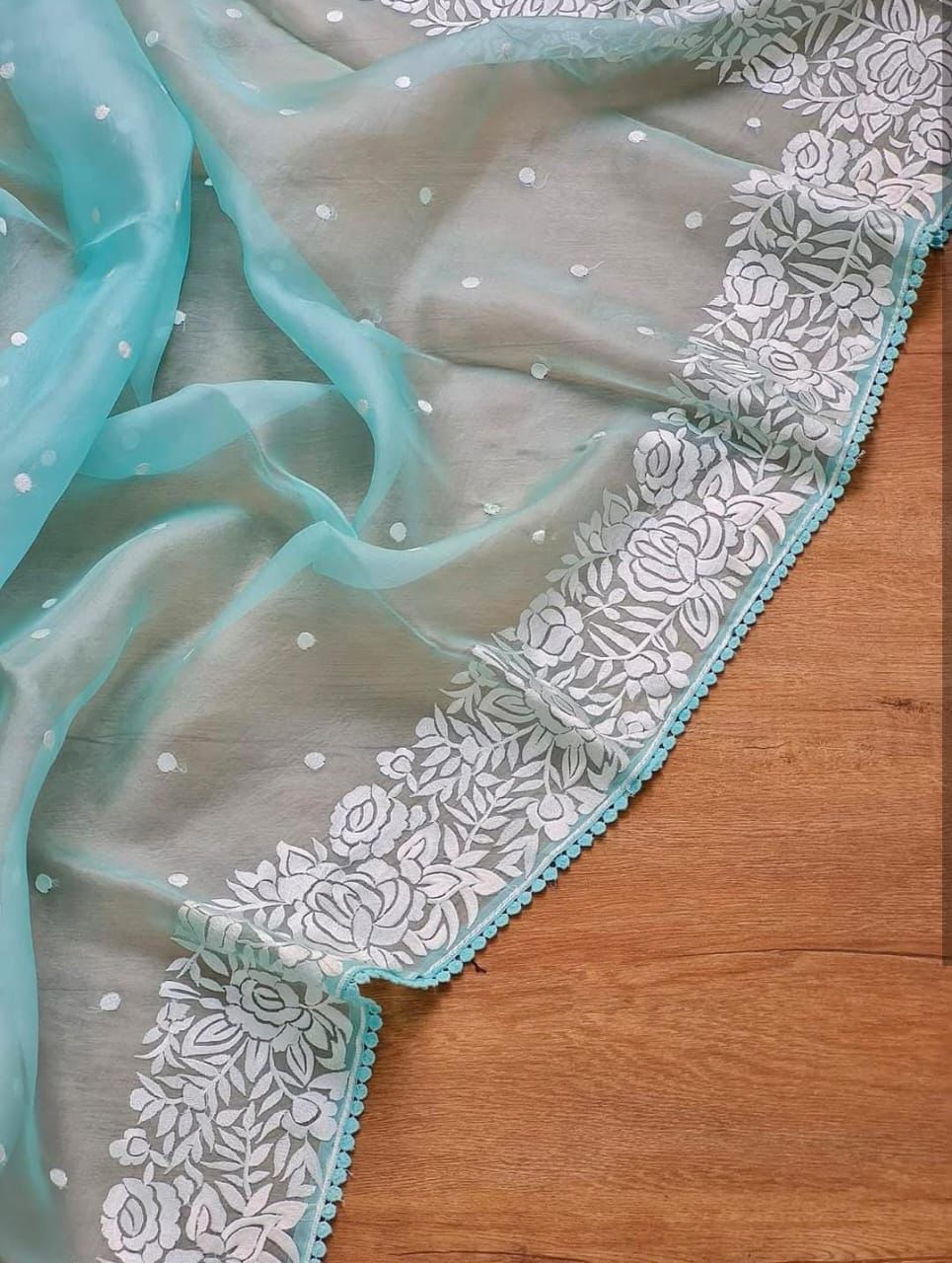 Serene Aqua Blue Banarasi Kora Soft Silk Saree 💙✨