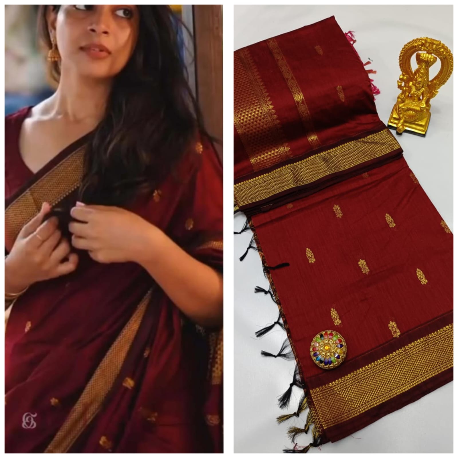 Elegant Meroon Kalyani Cotton Saree