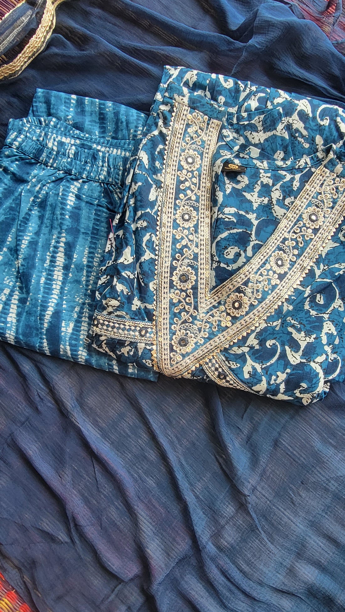 Indigo Elegance Cotton Kurti Set