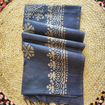 Elegant Grey Baswada Cotton Saree