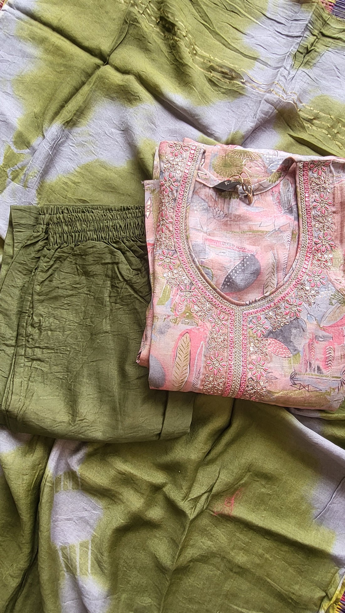 Pastel Blossom Modal Silk Kurthi Set