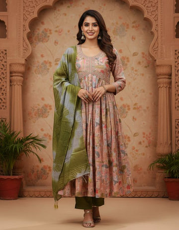 Pastel Blossom Modal Silk Kurthi Set