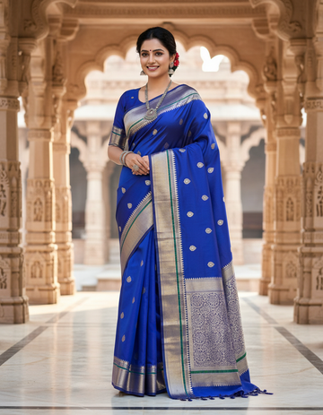 💙 Royal Blue Katan Soft Silk Saree – A Timeless Expression of Elegance