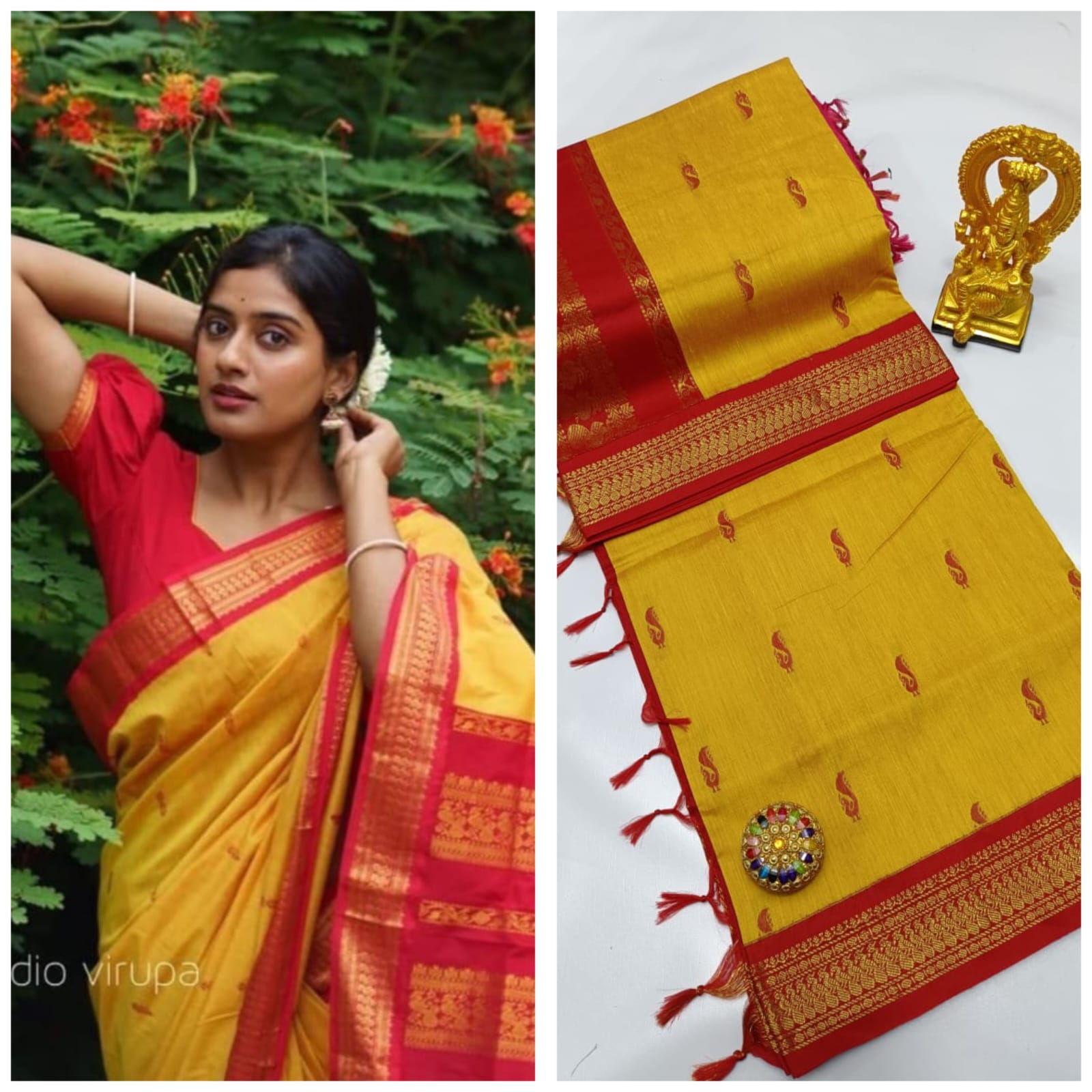 Radiant Pink & Orange Kalyani Cotton Saree