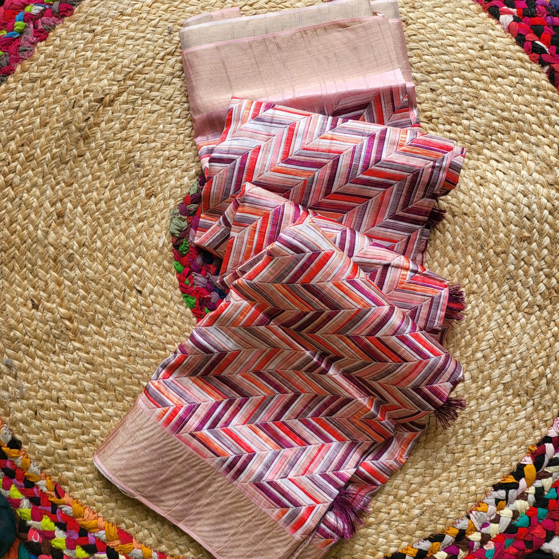 Vibrant Multi-Color Semi Tussar Saree